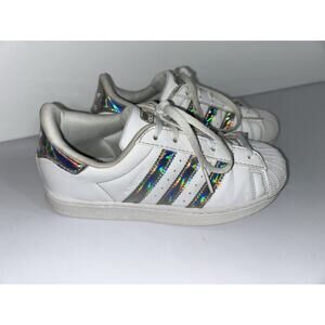 Adidas Superstar Little Kids’ White Iridescent IG0239 Sneakers Size 2 US Kids